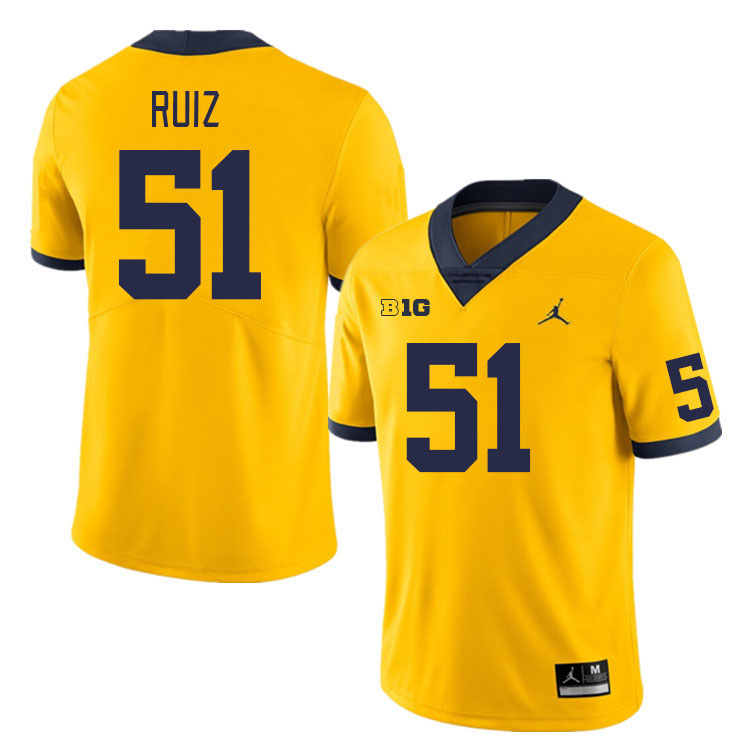 Michigan Wolverines #51 Cesar Ruiz College Football Jerseys Stitched Sale-Maize